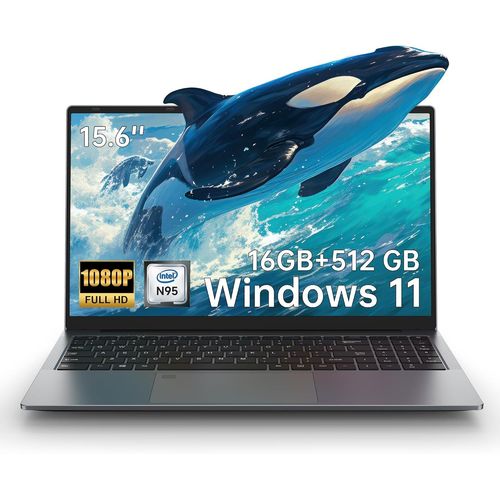 KGABERY-Gtbook 15 Gen2 Ordinateur Portable 15,6 Pouces, Pc Portable Gaming Fhd Windows 11, 16Go Ram 512Go Ssd, Intel N95 (Up To 3.4Ghz), Film Clavier Franais, 12000Mah, Micro Hdmi 1.4