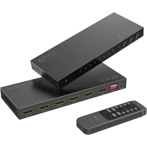 KGABERY-Hdmi Matrix 4X2 4K 60Hz,Hdmi Switch Splitter 4 In 2 Out Avec Toslink 3.5Mm Audio Extractor,Arc,16 Edid Modes,4K Downscale,Et Ir Tlcommande,Soutienhdmi 2.0B Hdcp 2.3/2.2 Hdr 3D Cec