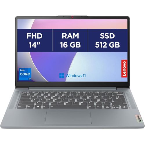 KGABERY-Ideapad Slim 3 14Irh8-Ordinateur Portable 14'' Fhd (Intel Core I7-13620H, Ram 16Go, Ssd 512Go, Intel Uhd Graphics, Windows 11 Home) Clavier Azerty Franais-Gris