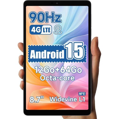 KGABERY-Iplay 60 Mini-Tablette 8 Pouces-Tablet Android 15|Processeur Octa-Core 12Go+64Go/512Go|cran 8.7'' Ips 400 Nits 90Hz|Widevine L1 Netflix,Wifi+4G Lte,Gps,2 Haut-Parleurs
