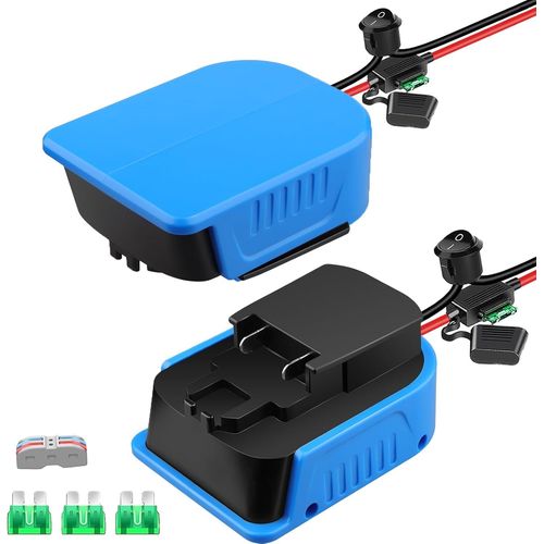 KGABERY-Lot De 2 Adaptateurs De Roue D'Alimentation Pour Batterie Bosch 18 V Pba Gardena H&G Avec Cble De Fil 14 Awg,Fusible Et Interrupteur Pour Diy Modify,Jouet Rc,Ride On Truck