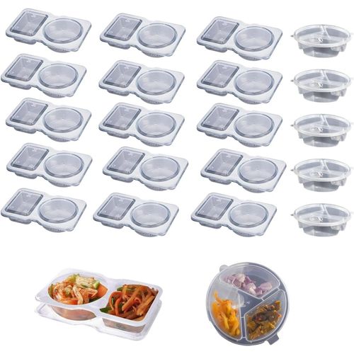Kgabery-Lot De 20 Mini Pots  Goter Rutilisables Avec Couvercles,15 Compartiments Doubles+5 Botes  Trois Compartiments Pour Le Rangement De La Cuisine