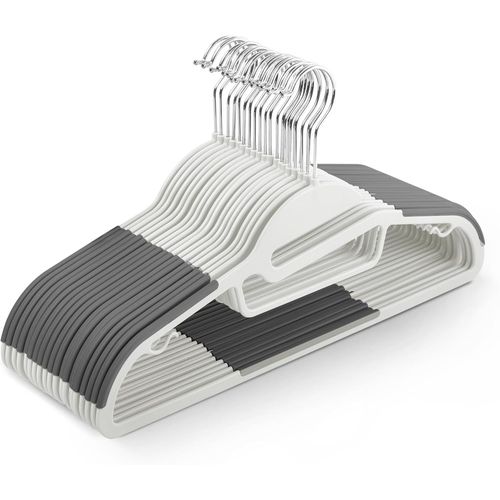Kgabery-Lot De 30 Cintres AntidrapantsDurable,Design Fin Pour conomiser De L'espace Avec Rotation  360,Organisateur De Cravates,Crochets De Sangle Et Ouverture En Forme De S (Blanc)
