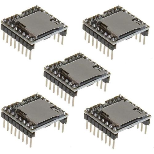 KGABERY-Lot De 5 Mini Lecteurs Mp3 Yx5200 Dfplayer-Carte De Dcodage Vocal Mp3 Prenant En Charge La Carte Tf U-Disk Io/Port Srie/Ad Pour Arduino