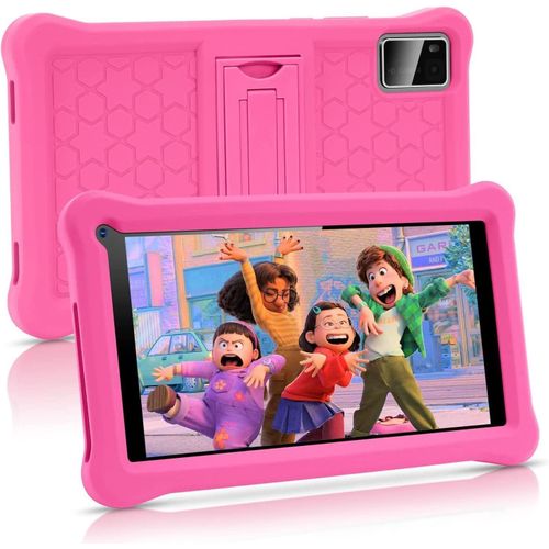 KGABERY-Newest Tablette Pour Enfants 7 Pouces Android 13,8 Go Ram,64 Go Rom (Tf 128 Go),Gms Certified,cran Ips Hd,Contrle Parental,Tablette ducative Pour Enfants Avec tui Eva (Rose)