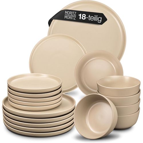 Kgabery-Nordic Service De Table 18 Pices Pour 6 Personnes-Beige-lgants,En Grs De Qualit Suprieure,Compos De 6 Assiettes  Dner,6 Assiettes  Dessert,6 Assiettes Creuses