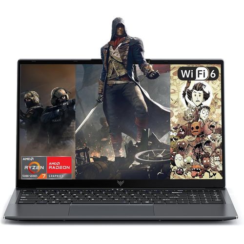 KGABERY-Ordinateur Portable 15.6 Pouces Avec Amd Ryzen 7 5825U(8C/16T, 4,5Ghz) 16Go Ram Ddr4*2/512Go M.2 Ssd Botier En Mtal Pour Pc Portables,Fhd,3*Usb 3.2,Wifi 6,Bt5.2,Hdmi,Type C,Notebook Gris