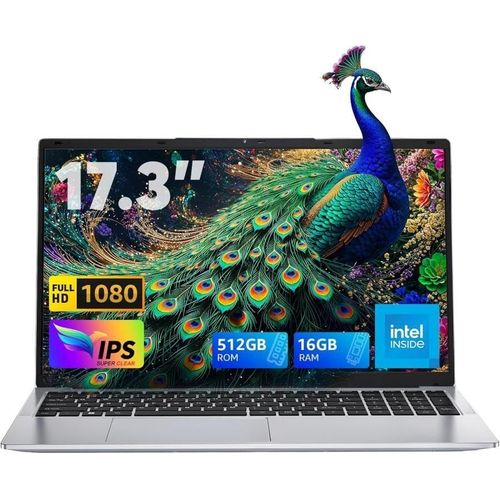 KGABERY-Ordinateur Portable Avec cran Full Hd De 17.3 Pouces, 16 Go De Ram Ddr4, 512 Go Ssd, Processeur Intel N97, Wi-Fi, Bluetooth 5.0, Type-C Et Usb 3.2