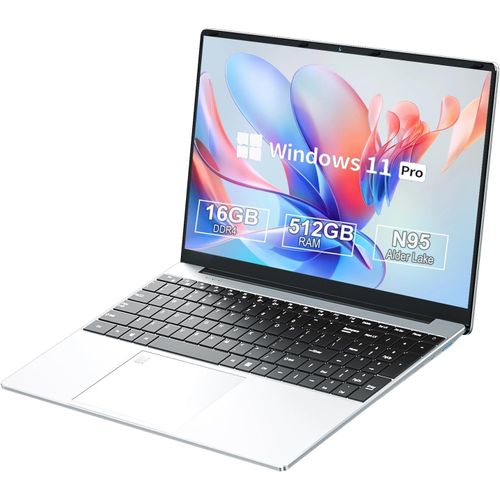 KGABERY-Pc Portable 15,6 cran, Ordinateur Portable 12E Gnration Quad-Core-N95 16 Go Ddr4 512 Go Ssd,Laptop Lger Avec Mini Hdmi Dverrouillage D'Empreintes Digitales Et Clavier Rtroclair Plei
