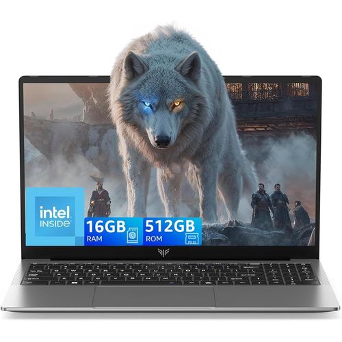 KGABERY-Pc Portable Ordinateur 15,6 Pouces In-Tel Alder Lake N97 (3,6 Ghz) 16Go Ram Ddr4/512Go Ssd (Dpasser N5095/N100/N95) Wifi 2.4/5G,Usb3.2,Bt5.0,Hdmi,Cache Camra,Gris (Film De Clavier Inclus)
