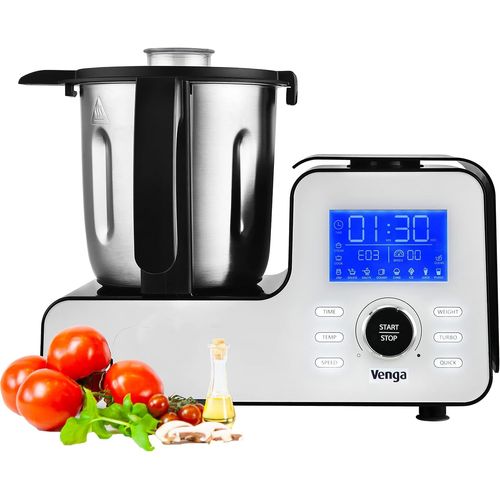 KGABERY-Robot Cuiseur Multifonctions,Format Compact,10 Programmes,Avec Balance Et Livre De Recettes,1500 W,Blanc/Noir,Vg Ha 3000