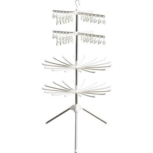 KGABERY-Schoir  Linge Portable,Design Trpied Pliable  Plat Pour Le Rangement,Installation Facile,Utilisation En Intrieur Et En Extrieur,210 Cm De Haut,Peut Contenir 48 Cintres,Blanc