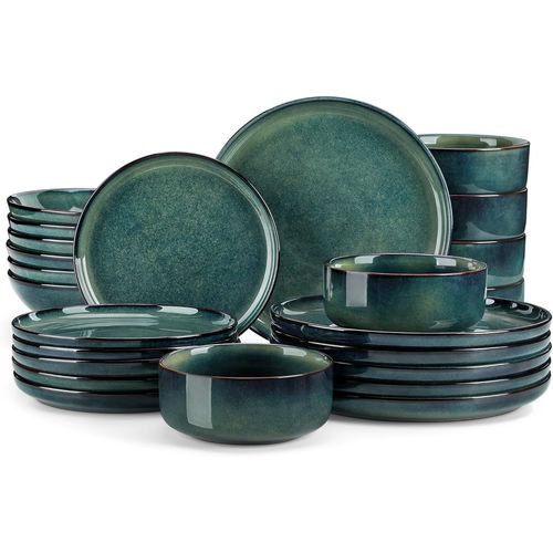 Kgabery-Srie Starry Service De Table 24 Pices En Grs,Service Vaisselle 6 Personnes,Avec 6 Assiettes Plates,6 Assiettes  Dessert,6 Assiettes Creuses,6 Bols  Crales,Vert  mail Ractif