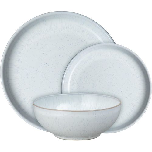 Kgabery-Service De Table Blanc Mouchet Pour 4  12 Pices De Vaisselle En Cramique-Vaisselle En Grs Lavable Au Lave-Vaisselle Et Au Micro-Ondes-Vernis Ractif,Blanc-4 Assiettes Plates,4