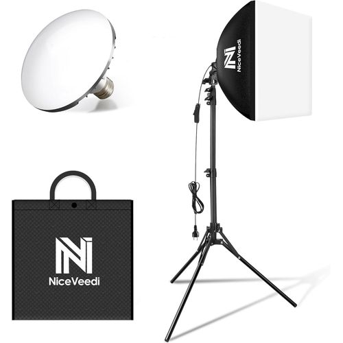 KGABERY-Softbox,2x40x40 Cm Lampe De Photographie Avec Trpied De 160 Cm Et Ampoule Led 50 W/5400 K,clairage Continu Pour La Photographie/L'Enregistrement Vido/La Diffusion En Direct/Portrait (1-Pack)