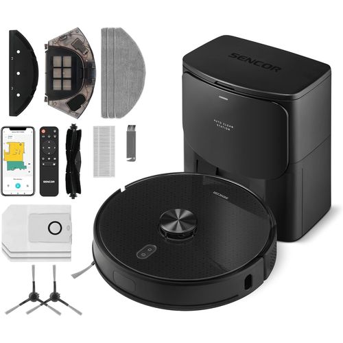 KGABERY-Srv 9185Bk Robot Aspirateur Laveur-Ultra-Puissant 3000Pa,Station De Vidage Automatique,Naviguation Lidar,Silencieux,Idal Pour Poils D'Animaux,Commande App Et Alexa,Longue Autonomie