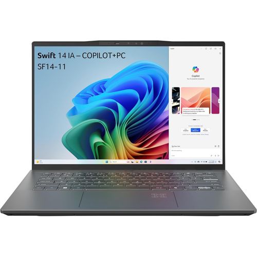 KGABERY-Swift Sf14-11-X54K, Ordinateur Portable Copilot Ia 14.5'' Wqxga Ips 120Hz (Qualcomm Snapdragon X Plus, Ram 16Go, 1024Go Ssd, Qualcomm Adreno, Windows 11 Famille) Clavier Azerty, Laptop Gris