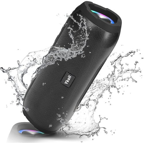 KGABERY-T3 Enceinte Bluetooth Portable,20W Hd Stro Haut-Parleur Avec Lumire Led,Sans Fil 36H Playtime Super Autonomie,tanche Ipx6 Micro Intgr Support Aux,Tf/Usb,Radio Fm,Noir