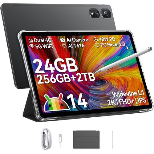 KGABERY-Tab16 Pro Tablette Tactile 11Pouces 2K Fhd+,16Go+256Go(Tf 2To) Tablettes Android 14,4G Lte+5G Wifi 2.0Ghz Octa Core,7700Mah 18W Tablettes Avce Widevine L1/Face Id/Gps