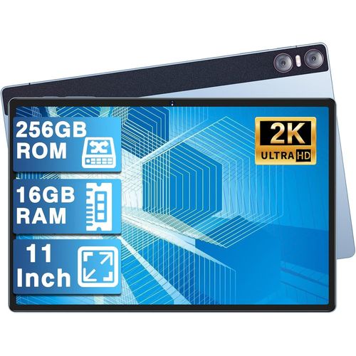 KGABERY-Tablette 11 Pouces Android 13,16Go+256Go (1To Tf),2K 2000x1200 Ips+4 Intervenants,Tablette Tactile Chargement Rapide 18W,Avec Gps,5G Wi-Fi,8600Mah,3 Camras,Avec tui,Bleu