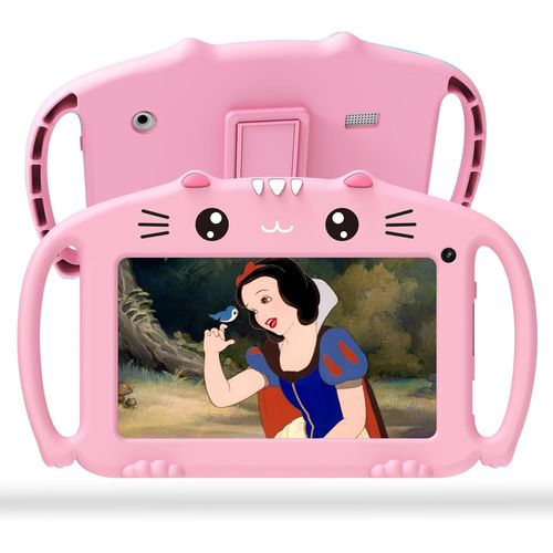 KGABERY-Tablette Educative Enfant 7 Pouces Android Tablette Enfants Avec Wifi Bluetooth Quad Core 2Go 32Go Rom Tablette Bebe Avec Contrle Parental Jeux ducatifs tui Antichoc Youtube Netflix (Rose)