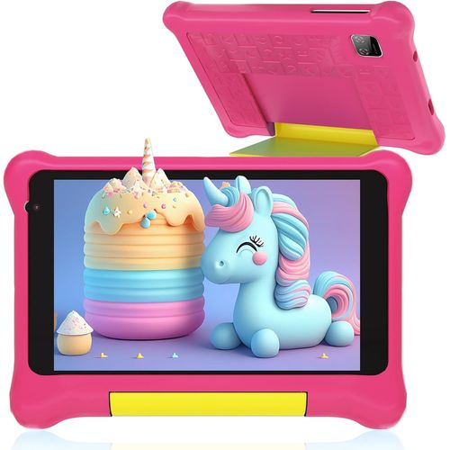 KGABERY-Tablette Enfants 7 Pouces Android 13 Tablette 5Gb Ram 32Gb Rom Applications Pr-Install Contrle Parental Bluetooth Wifi Tablette ducative Avec Kid-Proof tui (Rose)