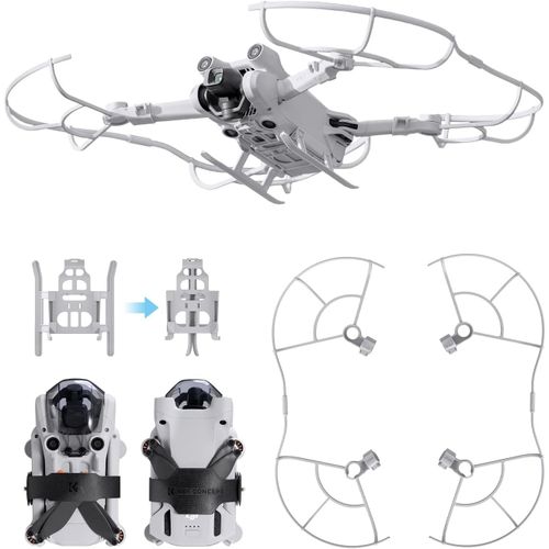Kgabery-Train D'atterrissage Pliable+Protection D'hlice+Sangle  Fixer En Kit 3 En 1 Compatible Avec Drone Dji Mini 3 Pro