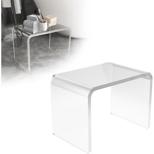 Kgabery-Transparent Acrylic End Table,U-Shaped Side Table With Rounded Edges,Elegant Modern Bass,Small Shower Benches,Acrylic Stool,31.5x22.8x23cm
