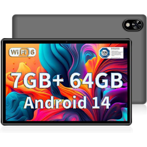 KGABERY-U9 Tablette Android 14 Avec 5G Wifi 6,7Gb+64Gb (Tf 1Tb) 10.1 Pouces Tablette Tactile 5060Mah/1280X800/5Mp+2Mp/Bt5.0/Widevine L1,Gris