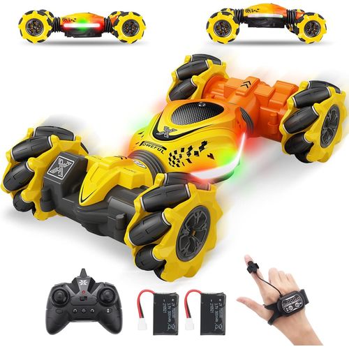 Kgabery-Voiture Telecommand Tout Terrain, 4X4 Voiture Tlcommande Enfant, 360 Rc Auto 2.4Ghz Voiture Radiocommande, 1:24 Voiture Tlcommande Avec La Main, Auto Tlguide 2 Batterie