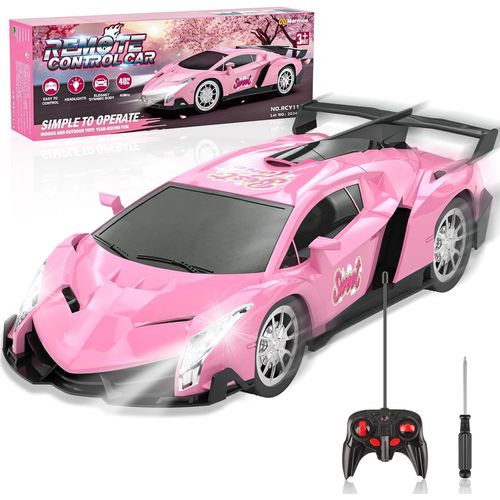 Kgabery-Voiture Tlcommande Fille, Jouet Fille 3 4 5 6 7 8 Ans, 1/18 Voiture De Course Radiocommande Tlguide Avec Led Lumire Rc Drift Cars Jeu Extrieur Enfants Cadeaux Filles Anniversaire No