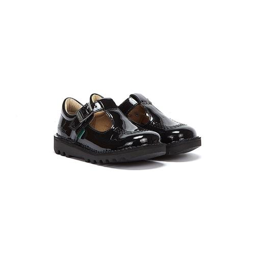 Kickers Infant Noir Kick T Bar Chaussures En Cuir Verni - 31