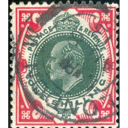 King Edward Vii  1 Shilling 1902 Carmin Et Vert Oblitr. Y&t #117. Tb.