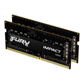 Kingston FURY Impact - DDR4 - kit - 16 Go: 2 x 8 Go - SO DIMM 260 broches - 2666  MHz / PC4-21300 - CL15 - 1.2 V - mémoire sans tampon - non ECC - noir