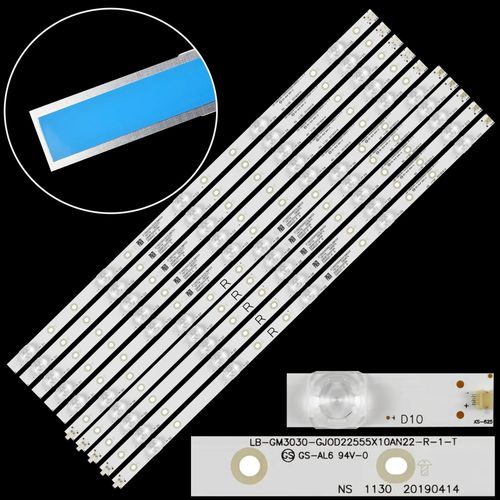 Kit 10 pices barre LED pour LB-GM3030-GJ0D22555X10AN22-R-1-H L T 55PUS7304 55PUS6704 55PUS7394 55PUS7504 TPT550J1-QUBH84.K 55PUS6754 10 Pcs For 1 TV Espagne