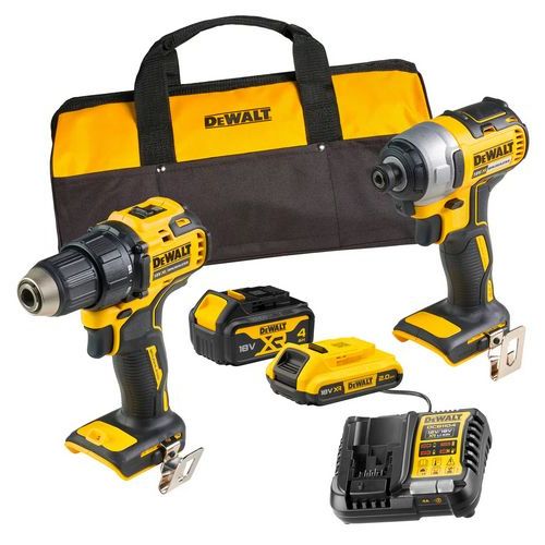 Kit 2 Outils Perceuse Visseuse Dcd708 + Visseuse  Chocs Dcf787 - Dewalt - Avec 2 Batteries 18v 2ah Et 4ah + Chargeur + Sac- Dck2078mdr-Qw