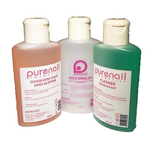 Kit 3 Solvants Ongles Pocket Avec 1 Nail Cleaner Dgraissant 100ml + 1 Diss'ongle Acetone 100 Ml + 1 Dissolvant Sans Actone 100 Ml Pour Ongles Et Faux Ongles
