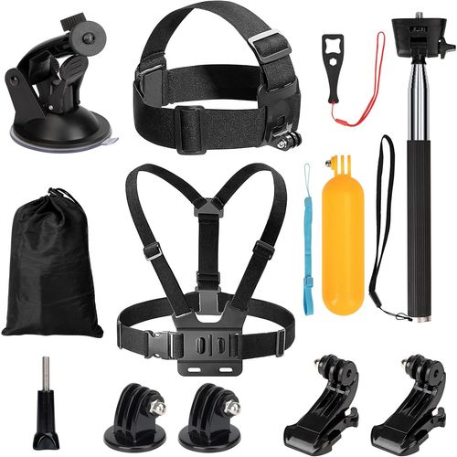 Kit Accessoires Camera Sport 9 en 1, Sangles de Camra d'action, Harnais de Poitrine Harnais de tte, Compatible avec GoPro Hero 9/8/7/6, Insta360 DJI Osmo Action Action 2 AKASO, et Plus.[G2540]