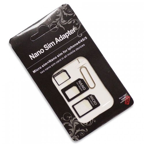 Kit Adaptateur Nano Sim/Micro Sim/ Nano Vers Micro + 1 jecteur Carte Sim Pour Apple Iphone 3gs/4/4s/5s/5c