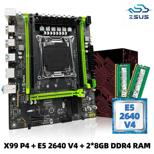Kit Combin Carte Mre X99 P4 CPU Processeurs Intel LAG2011-3 Srie V4 Xeon E5 2640 V4 CPU DDR4 16 Go (2x8 Go) 2133 mmoire RAM Z Successive NVcloser M.2 SATA