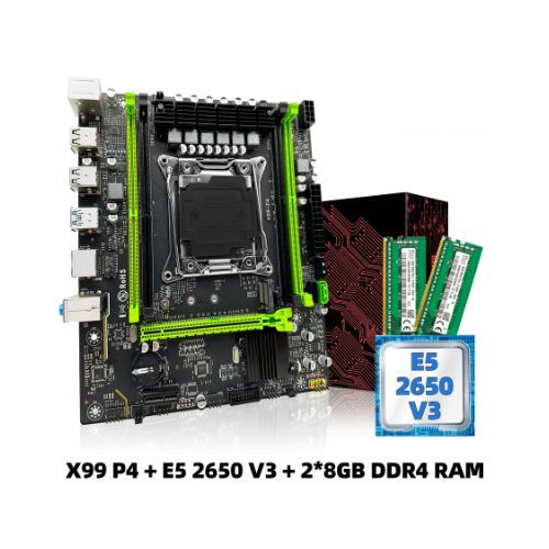 Kit Combin Carte Mre X99 P4 CPU Processeurs Intel LAG2011-3 Xeon E5 2650 V3 CPU DDR4 16 Go (2x8 Go) 2133 mmoire RAM Z Successive NVcloser M.2 SATA