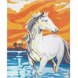 Kit complet canevas cheval dans l'eau (012) mercerie couture