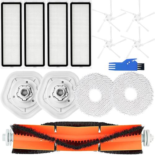 Kit d'accessoires de pices de Rechange pour Dreame W10/W10 Pro aspirateur Robot, 1 Brosse Principale, 4 brosses latrales, 4 filtres, 2 tampons de vadrouille, 2 Supports (13 pices).[G523]