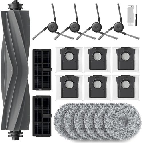 Kit d'accessoires pour Dreame X40 Ultra, Ensembles de Rechange pour Aspirateurs Dreame X40 Master avec Brosse Principale, 4 Brosse Latrales, 2 Filtres Hepa, 6 Chiffon, 6 Sacs (20 Pices).[G70]