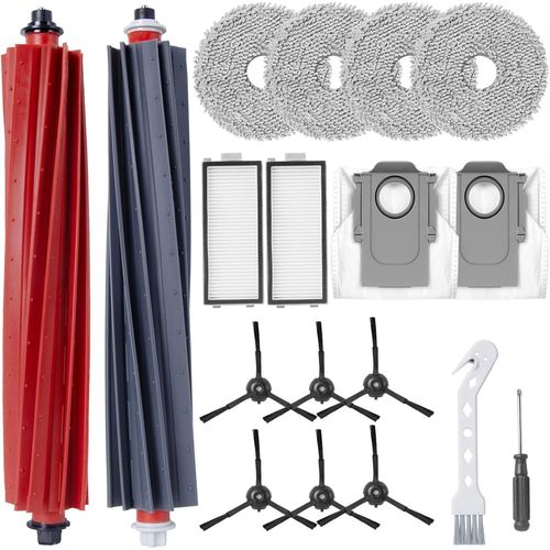 Kit d'accessoires pour Qrevo Master/Qrevo Slim Robot aspirateur, 2 Brosse  Rouleau Principale, 6 Brosses latrales, 2 Filtre, 2 Sacs  poussire, 4 Chiffons de Rechange, 2 Outils