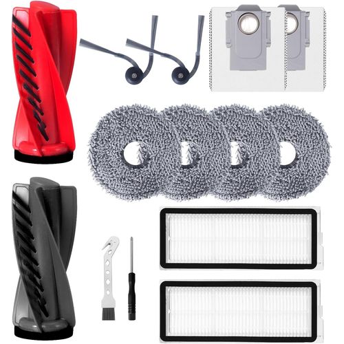 Kit d'accessoires pour Roborock Qrevo Curv S5X/Qrevo Edge S5A/Qrevo Curv/Qrevo Edge robot aspirateur,1 pinceau principal,2 filtres,2 brosses latrales,2 sacs  poussire,4 experts en essuyage