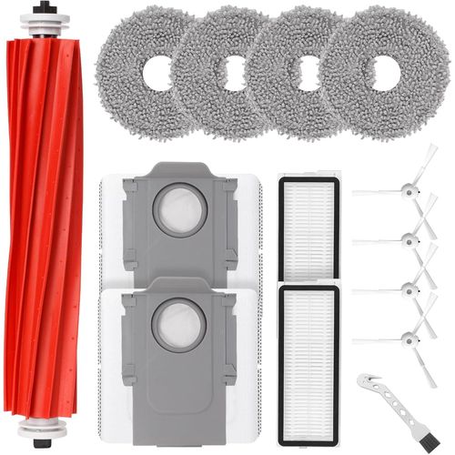 Kit d'accessoires pour Roborock QRevo V/QRevo Pro/Qrevo S Robot, 1 Brosse  Rouleau, 2 filtres, 4 serpillres, 4 brosses latrales, 2 Sacs  poussire, 1 Brosse de Nettoyage