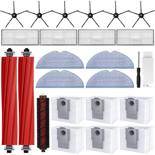 Kit d'accessoires pour Roborock S7 Pro Ultra, Roborock S7 MaxV Ultra, 2 Brosse Principale, 4 Filtres, 6 Sacs  Poussire, 4 Chiffons de Serpillre, 1 Brosse Autonettoyante, 6 Brosses Latrales.[G568]