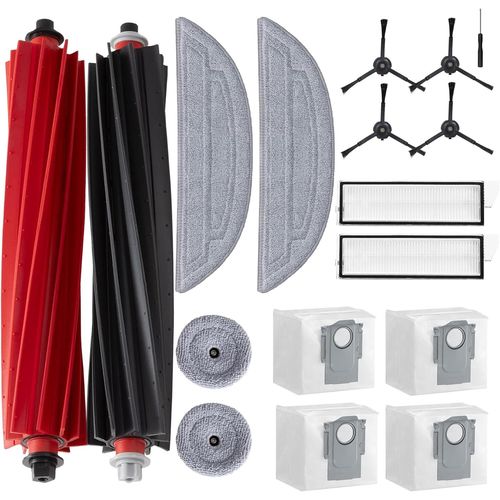 Kit d'accessoires pour roborock S8 MaxV Ultra,Ensembles de Rechange pour Robot Aspirateurs S8 Max Ultra avec 2 Filtres Hepa,2 Chiffon,4 Sacs,2 Brosse Principale et 4 Latrales (18 Pices)