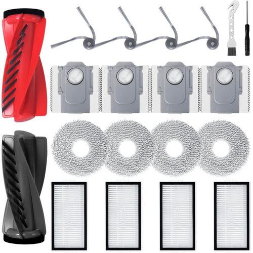 Kit D'Accessoires Pour Roborock Saros 10R Robot Aspirateur, 1 Kit De Brosse Principale, 4 Filtres Hepa, 4 Chiffons, 4 Sacs  Poussire, 4 Brosses Latrales, 1 Brosse Propre, 1 Tour[SSE7114811]